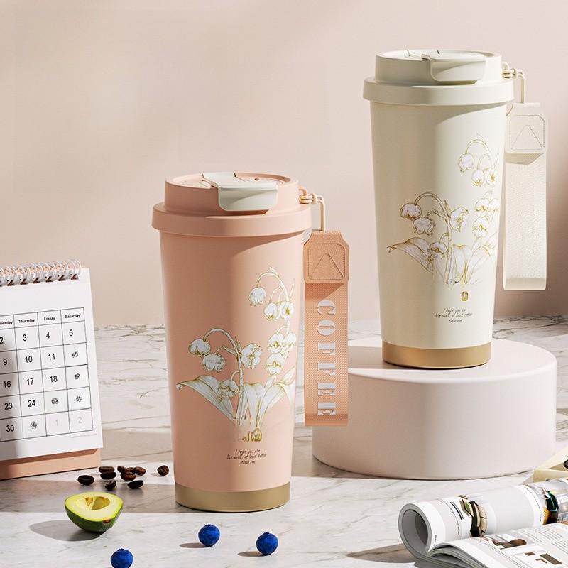 Convallaria Flower Insulated Water Bottle With Stainless Steel Vacuum For Travel And Gifts