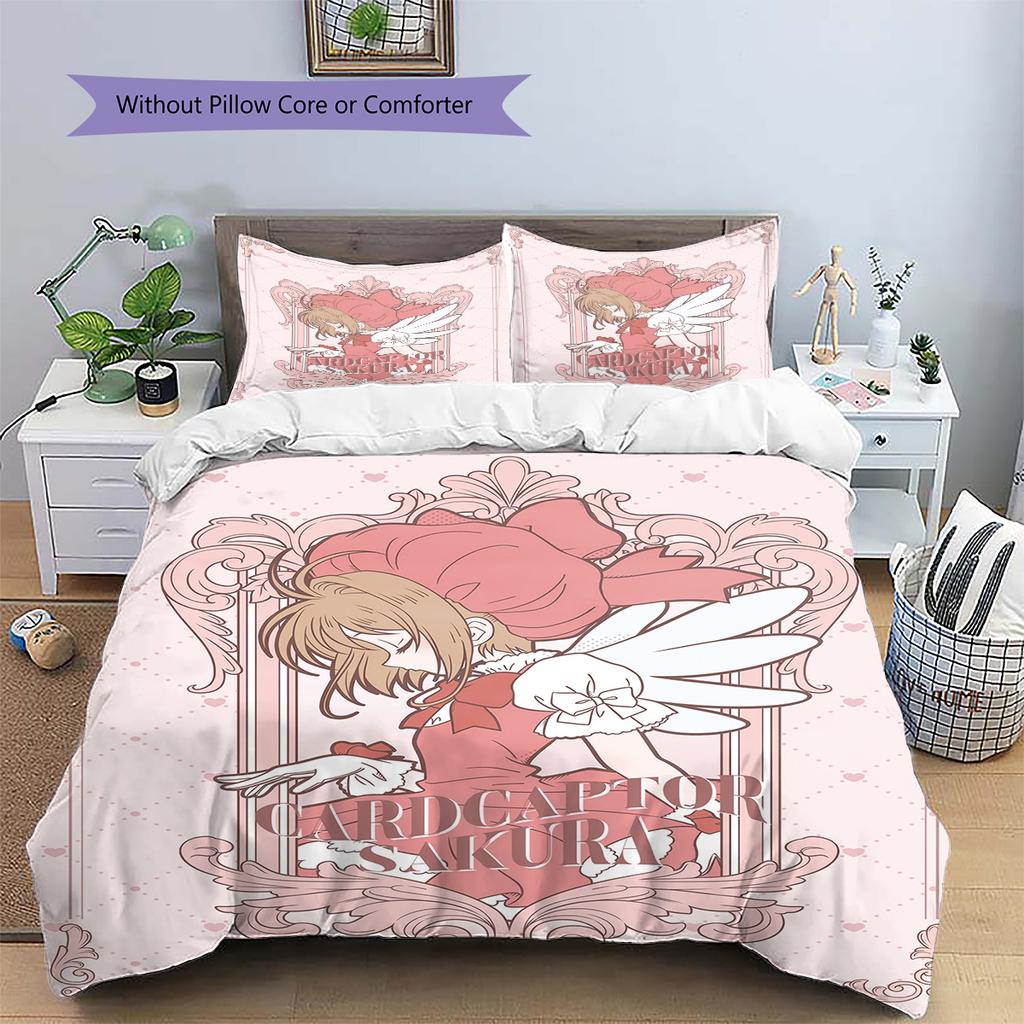 Cardcaptor Sakura Patterned Duvet Cover Set Anime Style Daily Use Bedding Nice Fan Gift Pillowcase Included -xia06