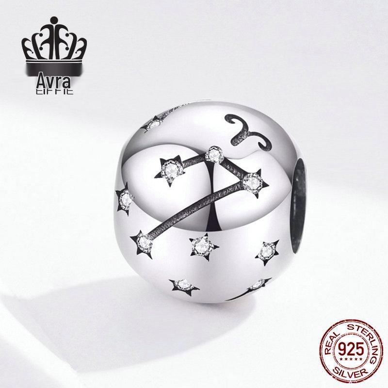 Avle S925 Sterling Silver Zodiac Beaded DIY Bracelet Accessories - Fashion Loose Beads Jewelry.