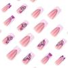 Hot-selling rectangular wearing nail fake nail French pink purple nail 3d flower nail piece