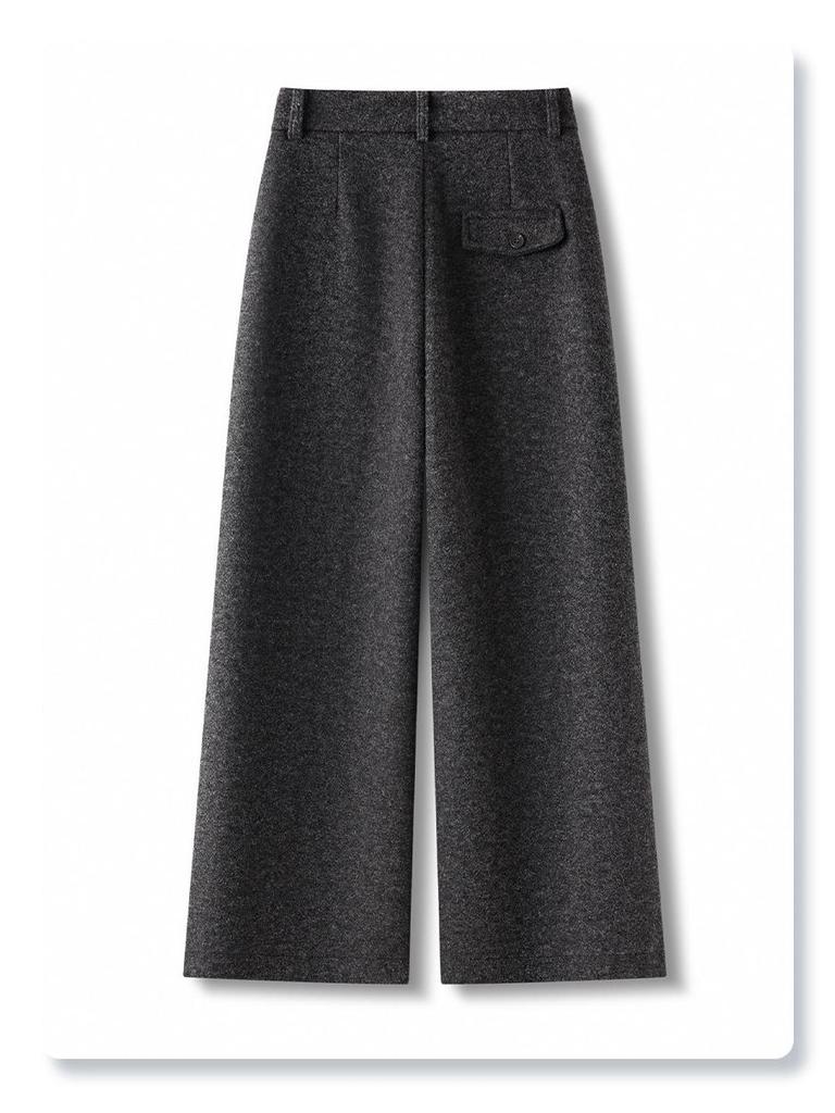Unisex High-Waisted Gray Wool Sweatpants for Kids, Winter 2025: Thick Wide-Leg Petite Fit