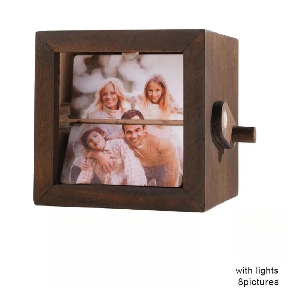 

2026 DIY Emit Light Hand-cranked Page Turning Album for Commemorative Collection Gift Can Store 8/16 Photos Home Decoration