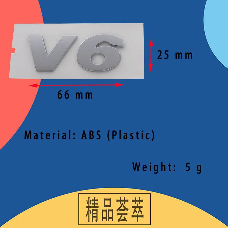 3D Prémiové ABS V6 pro auto Blatník kufr Zadní kapota Nálepka Emblém Odznak Samolepka