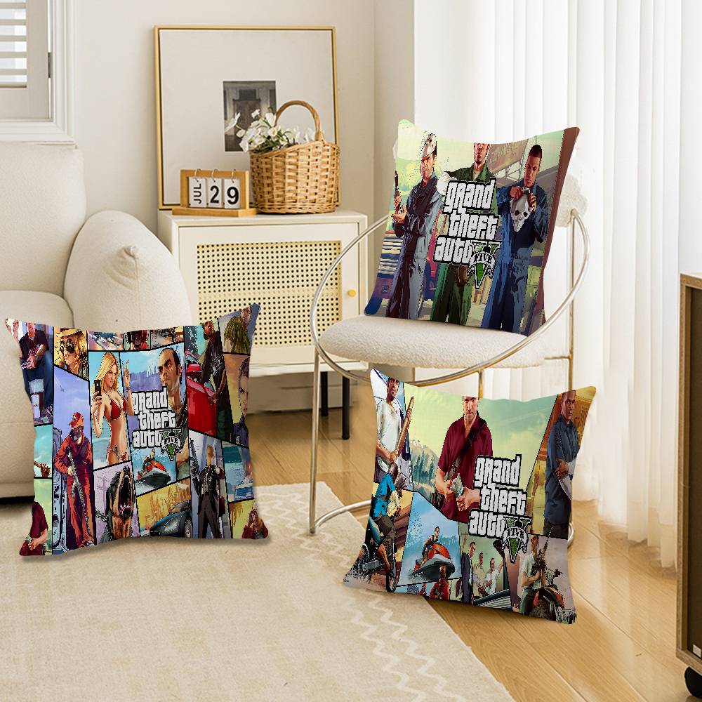 Gta5 Image personnalisée texte coussins décoratifs pour la maison Cadeaux ménagers 45x45cm
