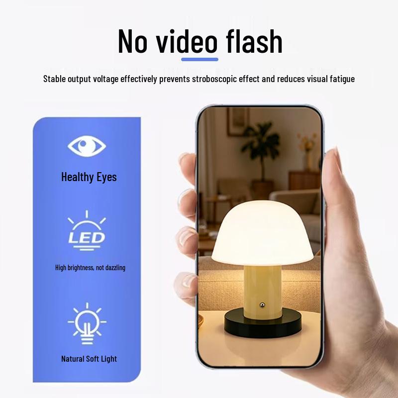Vintage Touch Mushroom Table Lamp - Three-Color Night Light for Bedroom Decor
