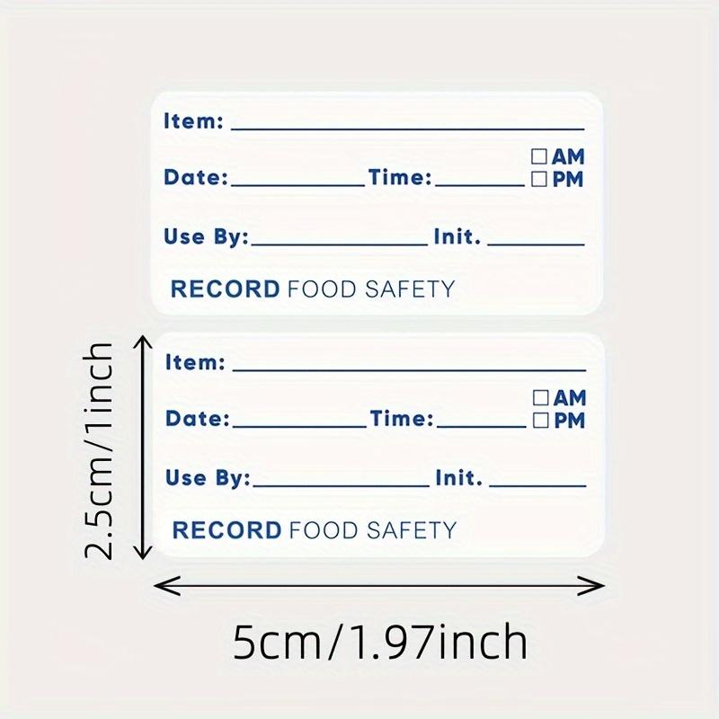 500pcs Food Safety Date Labels Record Keeping Stickers with Pre-Printed Item, Date, Time Fields, English Letter and Number Pattern For Kitchen