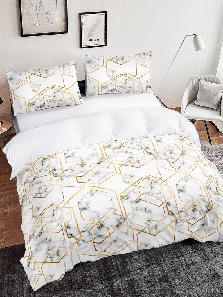 Simple And Fresh Three-Piece Set Thousand Birds Plaid Kit Quilt Cover Bedding