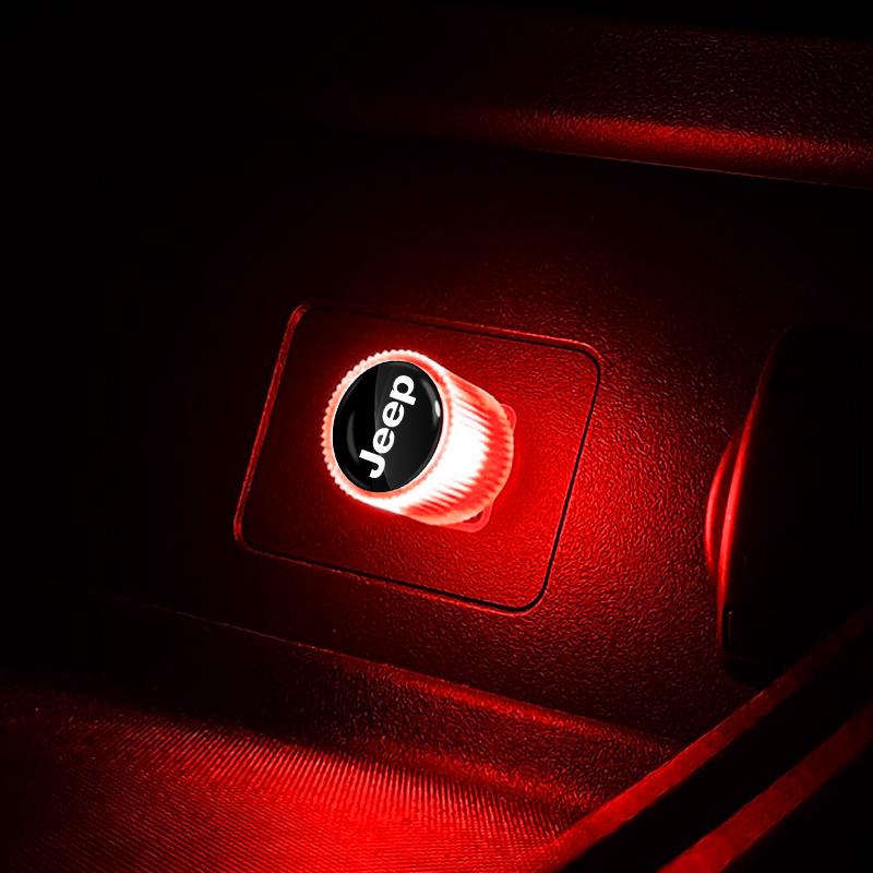 1 Stück USB Auto LED Licht Auto Innenraum Atmosphärenlicht Auto Emblem Styling Für Jeep Renegade Wrangler JK JL Grand Cherokee Compass Patriot