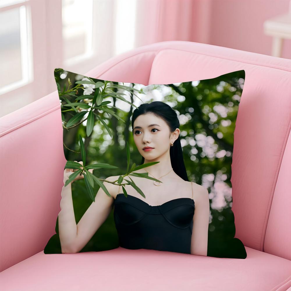 Popular fashion Chinese actress LLiu Haocun Cushion Cover Pillow Case Soft Friendly Fabric Concealed Zipper