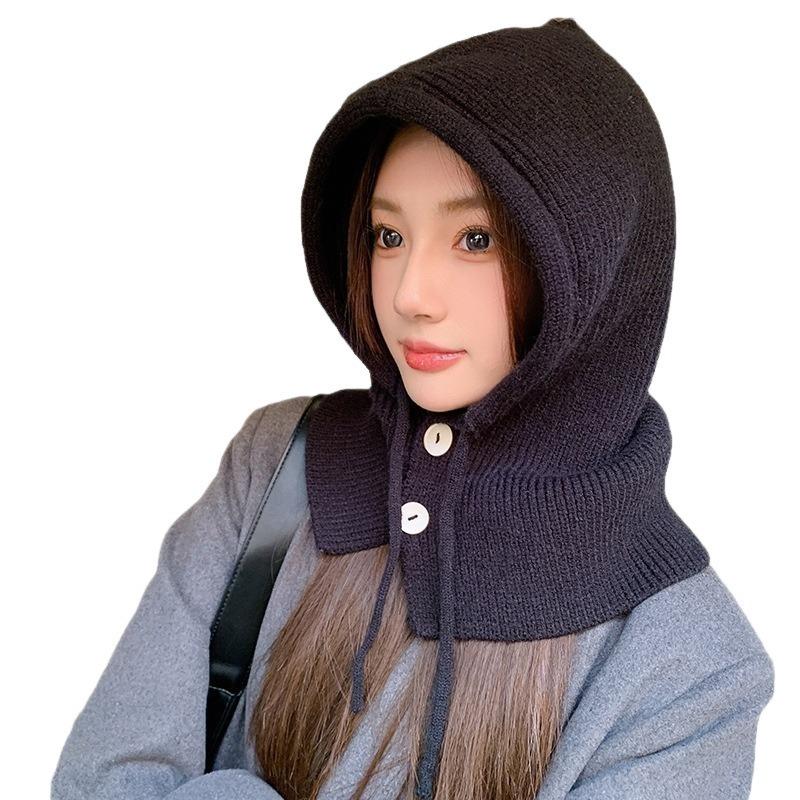 Winter Balaclava Hat Women's Warm Hat Scarf Integrated Couple Ear Protection Wool Knitted Hat