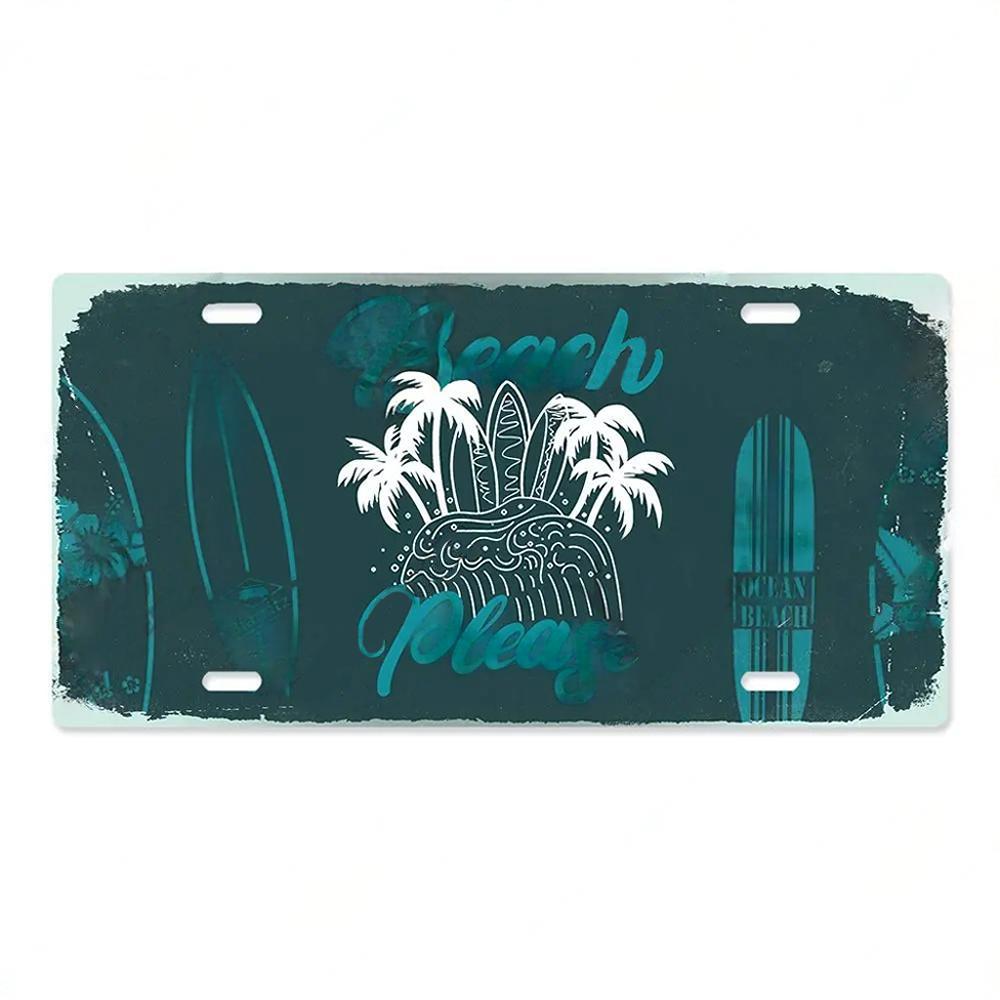 Summer Beach Retro Tin Sign Licenses Plate Plaque Metal Vintage Poster for Pub Bar Surf