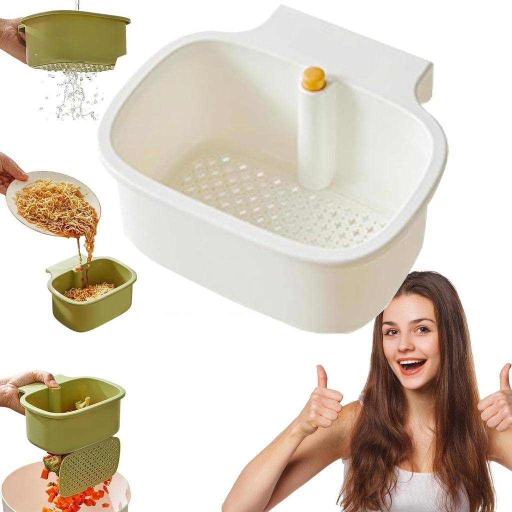 One-Button Opening And Closing Hanging Sink Corner Rack, Curetoaway Suction Cup Sink Corner Rack, Quick-Drain Self-Cleaning Strainer Basket
