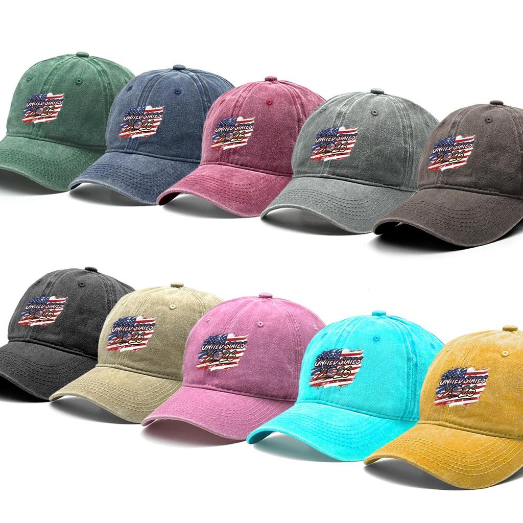 Sun Hat With 2026 Football Soccer "UNITED STATES" Flag Printed , Adjustable Sun Hat Raw Brim Slouchy Lightweight Vintage Sun Hat