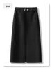 2024 Women's Woolen Bodycon Midi Skirt - Spring/Autumn Slimming Slit Design