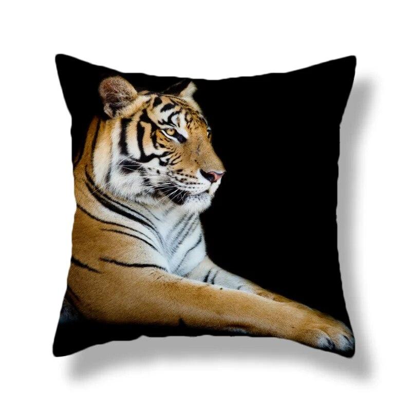 Heimdekoration Tierwelt Tiger Kissenbezug Bett Wohnzimmer Sofa Bürositz Auto Lendenkissen Bezug