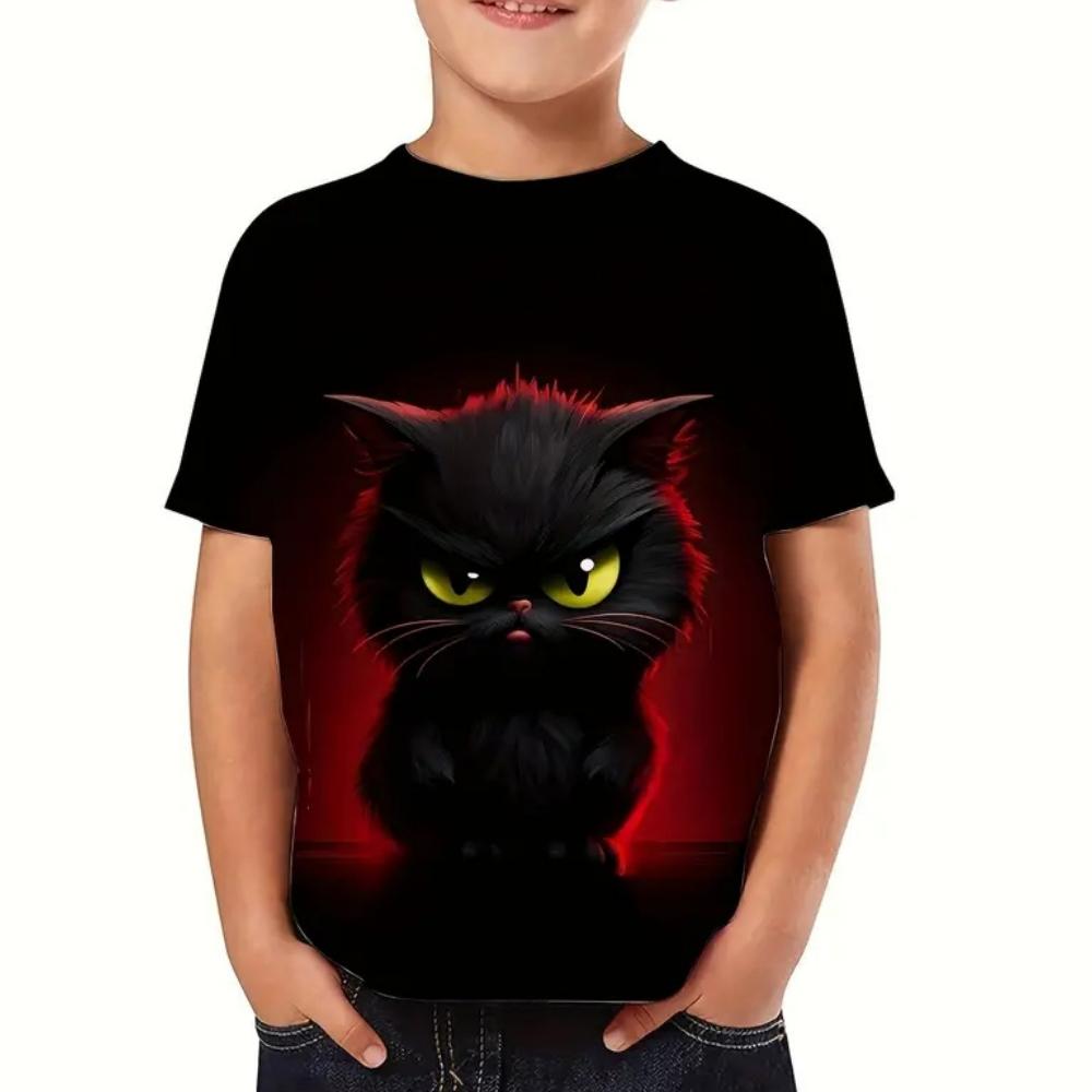 Letní trička pro chlapce s 3D potiskem kreslených obrázků, pohodlná, s kulatým výstřihem, krátkým rukávem, venkovní oblečení pro děti