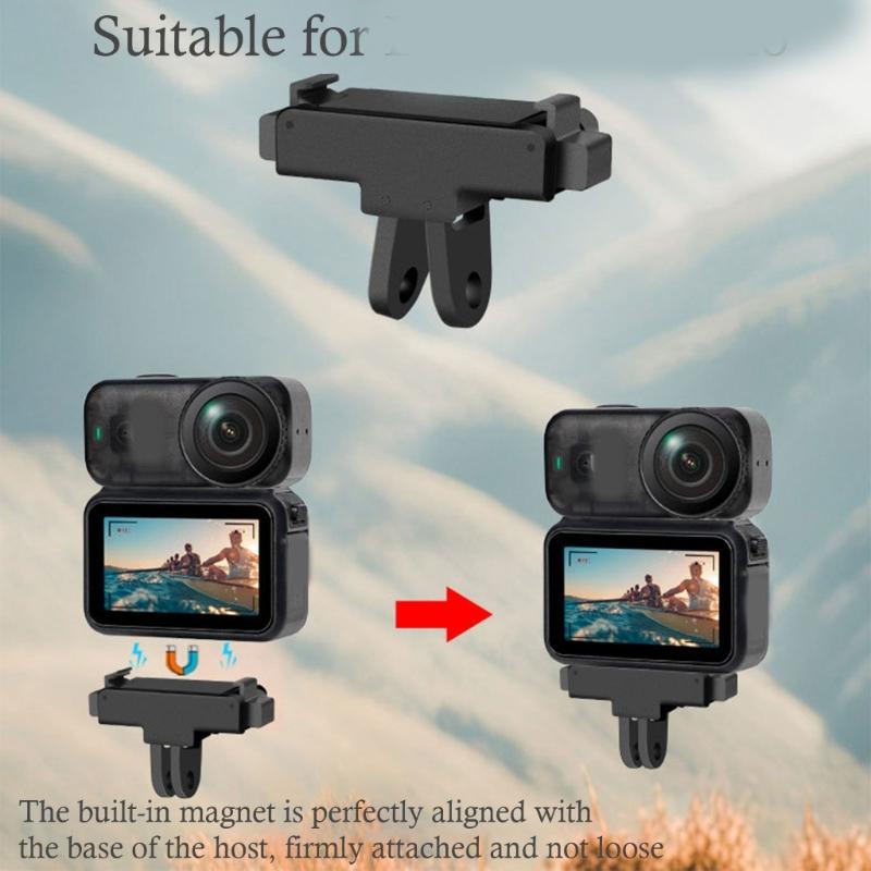 Magnetic Quick Release Adapter For Action Cameras Foldable Mount Double Interfaces 1/4 Screw And  Design Securedly