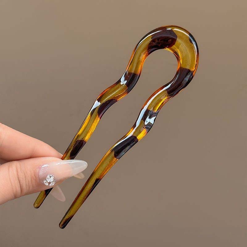 U-Shaped Hair Fork Fashion Tortoiseshell Acetate Hairpin Geometric Design Headwear Hair Sticks Women Girls