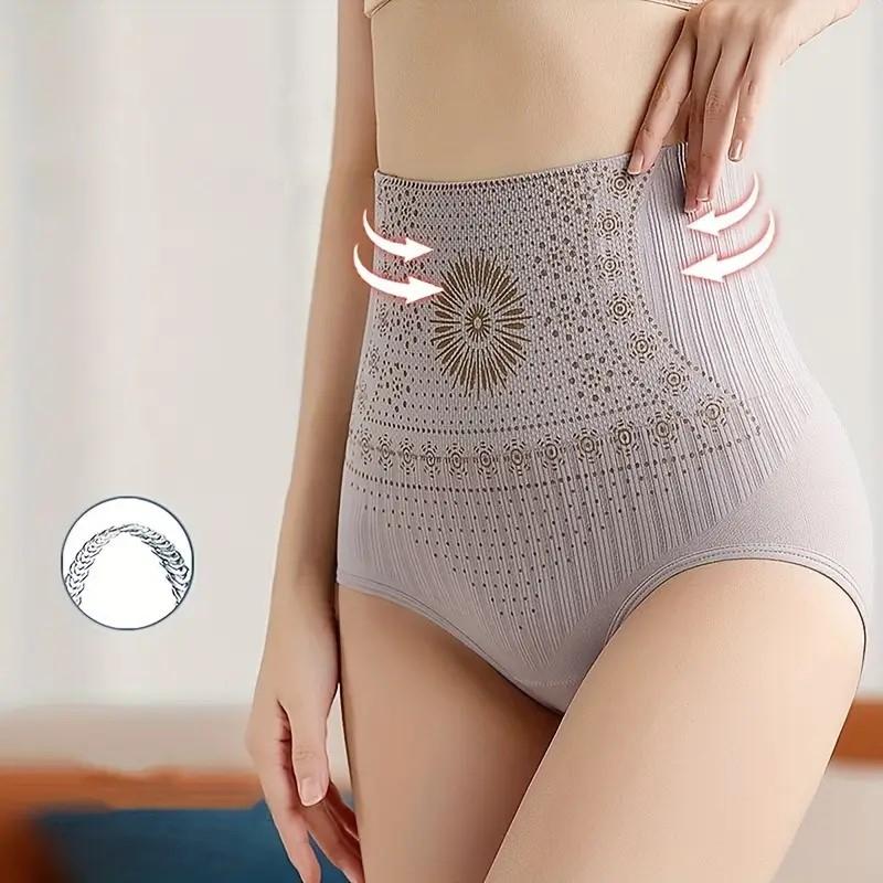 Women‘s Floral Polyamide & Spandex High Waist Shaping Panties Seamless Hip Lift Belly Control Shapewear Slim Briefs for Postpartum Recovery Underwear