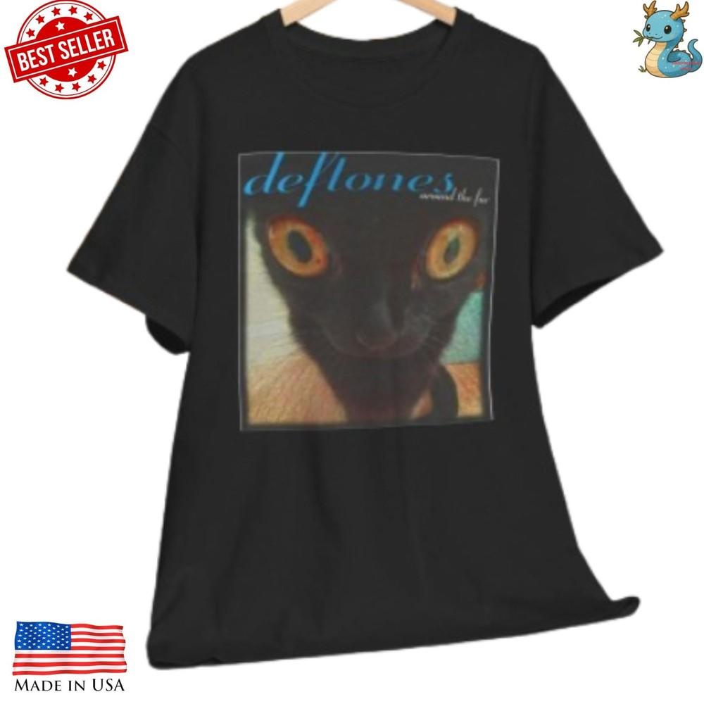 Deftones Around The Fur Reprint T-Shirt Black Cat Funny Band Rock Graphic Tee Unisex T-Shirt XXXXL