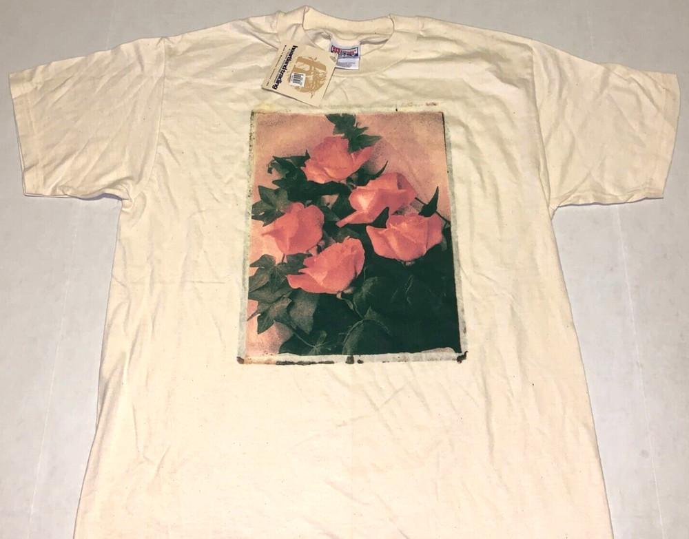 

Rare Vintage 2000s Flowering Pink Roses Art Deco Apparel T-Shirt New! NWT MEDIUM Unisex T-Shirt L