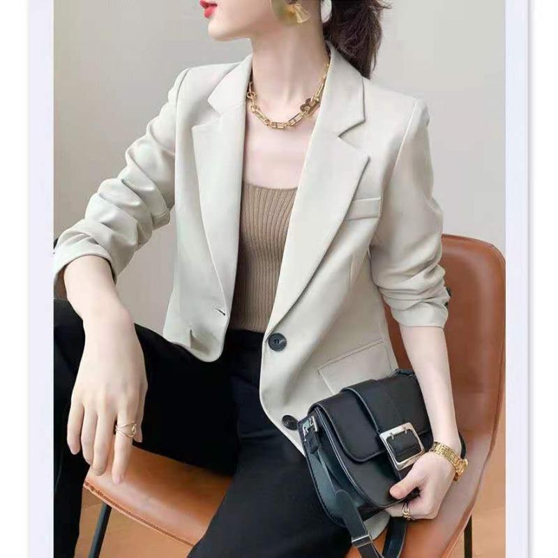 Spring and autumn new blazer, high-end casual design, small suit, solid color top woman