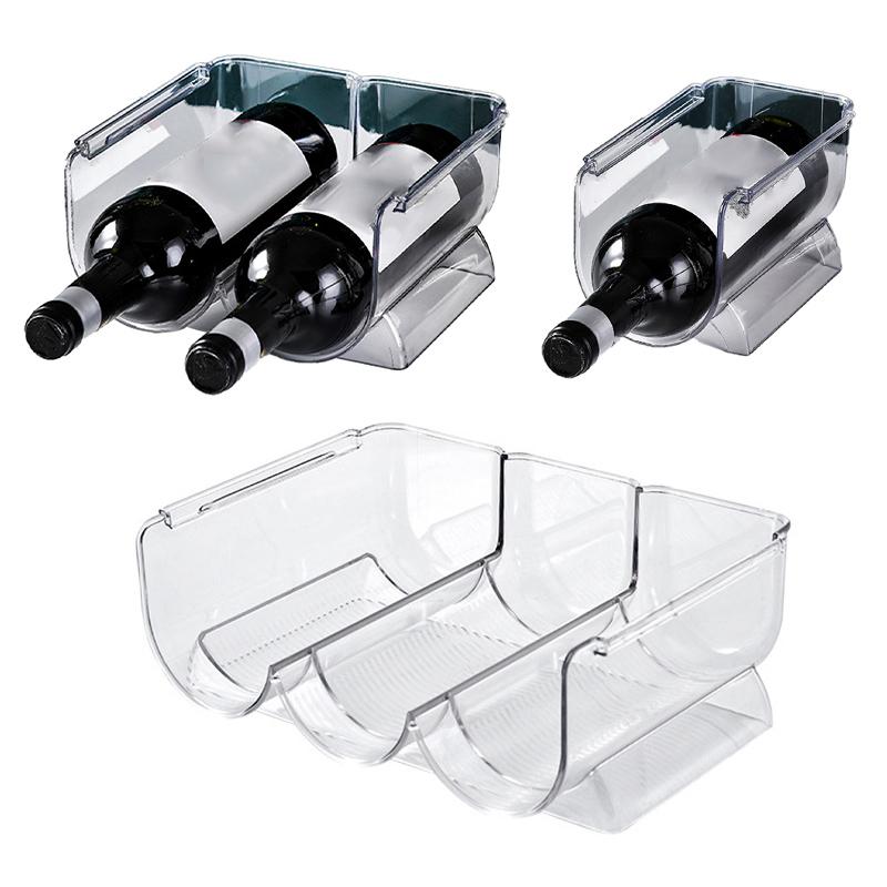 Stapelbarer klarer Kunststoff-Weinregal-Organizer für 3 Flaschen pro Ebene, perfekt für die Präsentation zu Hause, die Speisekammer, den Kühlschrank