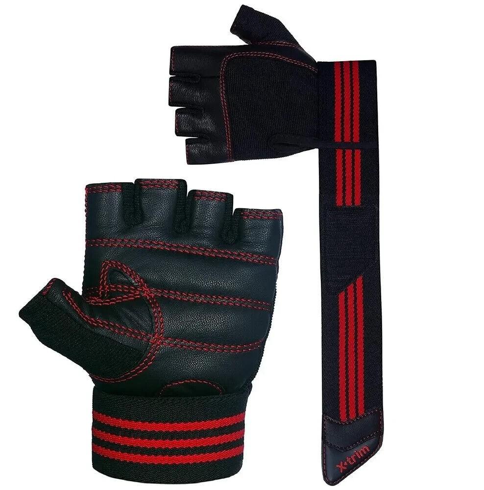 

@ Adjustable Black & Red Leather Gym Gloves For Unisex j700 Zr-2162-60%Off