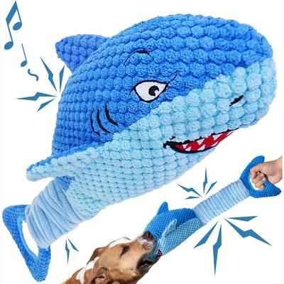 Durable Interactive Plush Shark Dog Toy 1pc - Squeaker, Tug of War, Sound Effects, Pineapple Teeth Cleaning, Suitable for All Breed Sizes