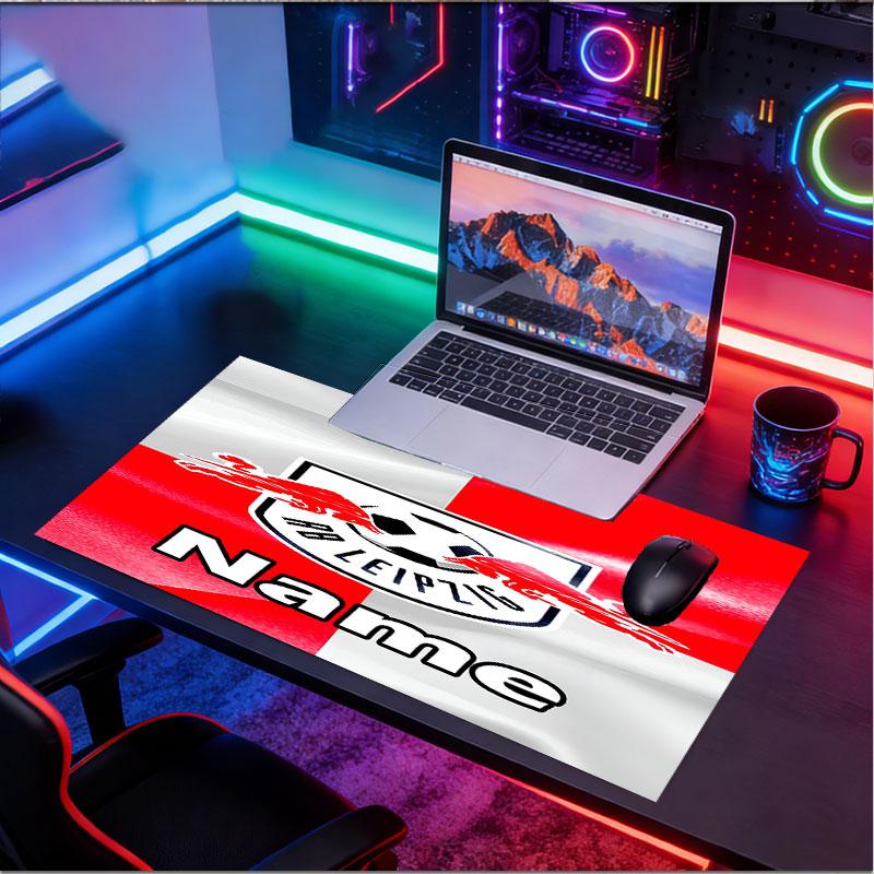 Custom Name Personalized RB Leipzig Pattern Mousepad, Laptop PC Desk Mat, Decorative Desk Mat for Home Keyboard Pad Gift