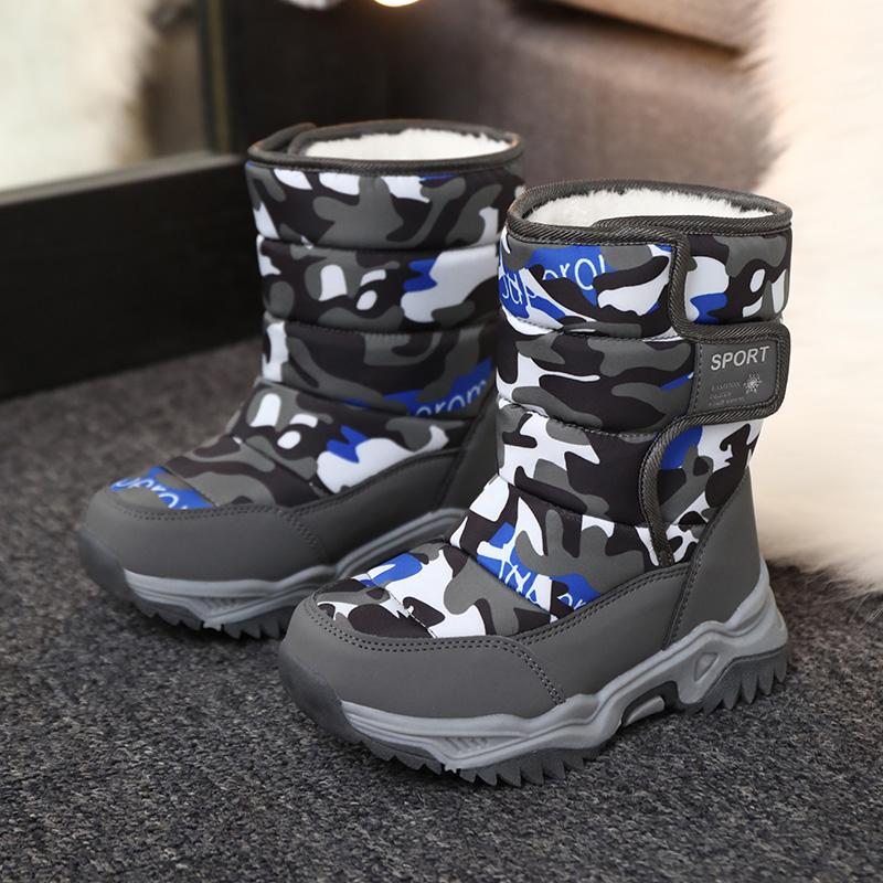 Kids Winter Boots Fashion Convenient Outdoor Thick Sole with Plush Insulation Boy's Snow Boots High Top Cotton Shoes