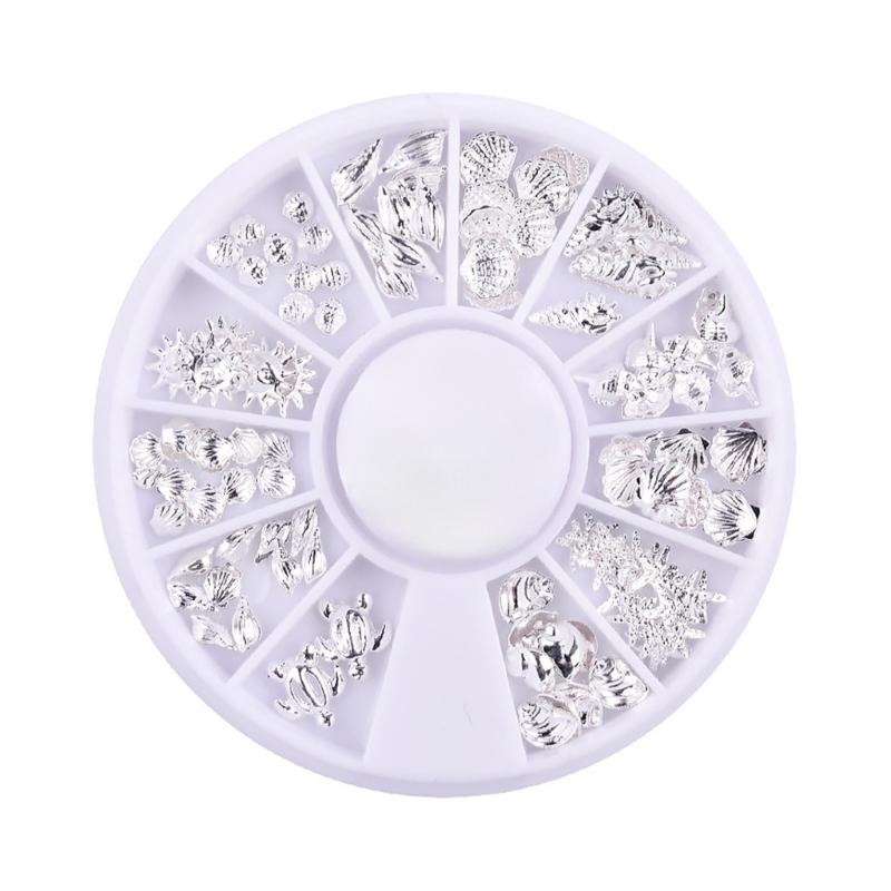 

Summer Nail Art Sequins Glitter Nail Art Decals 3D Metal Frame for Shell Sea Starfish Studs on Nails DIY Charm Jewelry 1 серебряный
