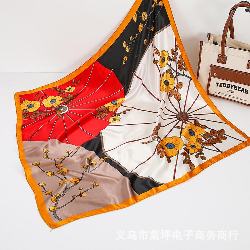 

Атласный шарф в китайском стиле 90 см, большой квадратный шарф, простая имитация шелкового шарфа, шарф-шаль, маленький шарф 90*90