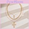 Alloy Cross Pendant Necklace With Geometric Design For Womens Fashion Accessory