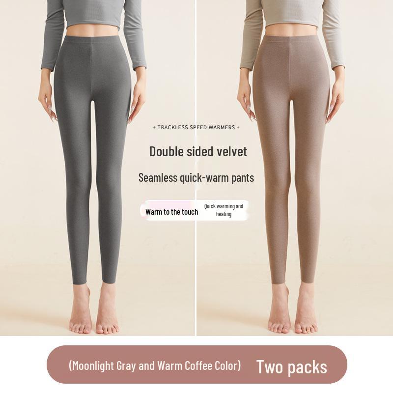 2025 Women's Slimming Seamless Velvet Lined Pants - High Waist, Plus Size Leggings for Warmth In Autumn/Winter