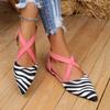 Fashion Women's Shoes 2025 Summer New Pointed Toe Ankle Strap Flat Sandals Women's Formal Office Women's Casual Buckle Low HeelsTrafZara