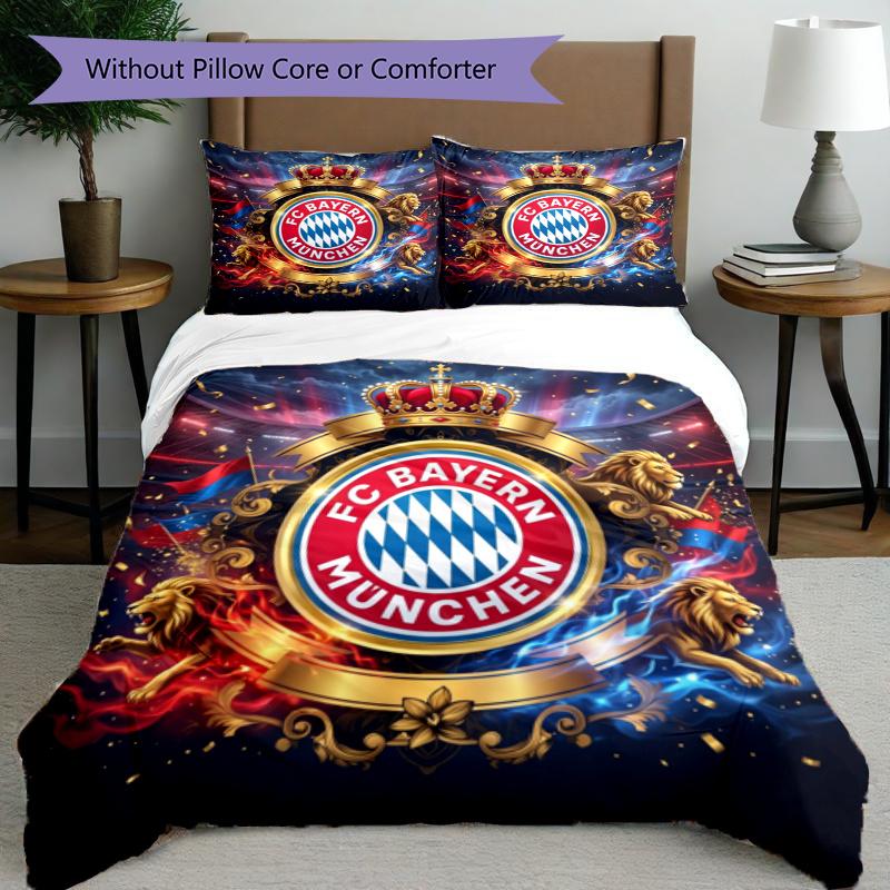 3pcs Duvet Cover Set (1*Duvet Cover + 2*Pillowcase, Without Core), FC Bayern Munich Print Bedding Set, Bedroom Decor, All‑Season, Gift