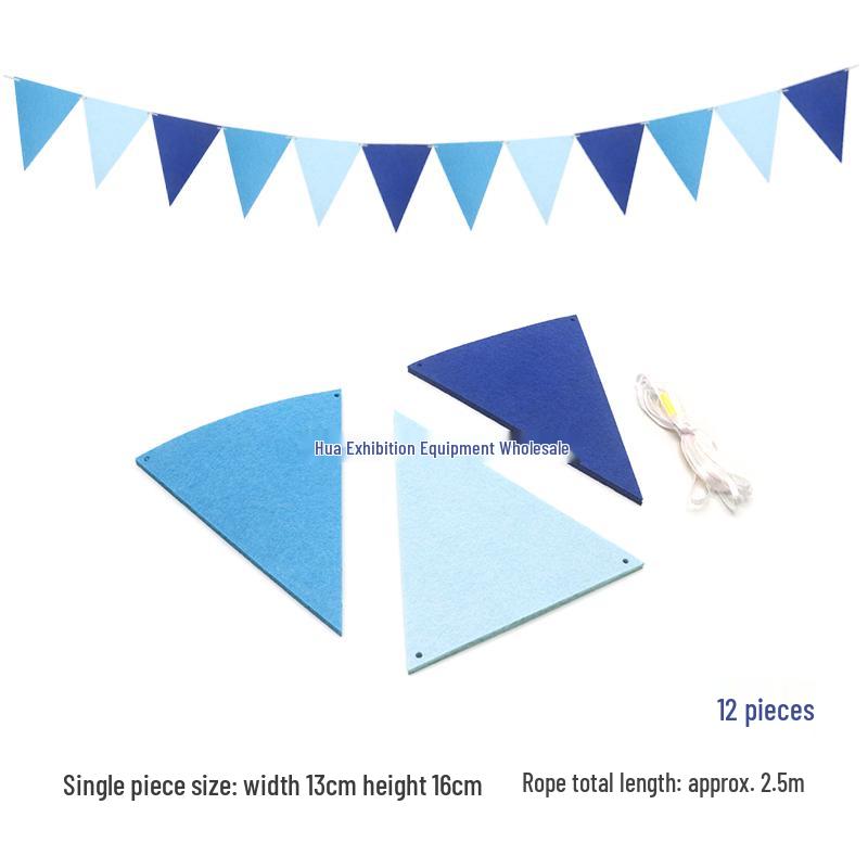 Triangle Flag Bunting for Kindergarten Decoration - Children's Room & Birthday Party Decor with Girlish Heart Design