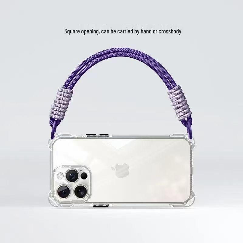 Transparente quadratische Lanyard-Hülle für Apple iPhone 11/13/14/15/16/XR/XS - Vollständige Abdeckung
