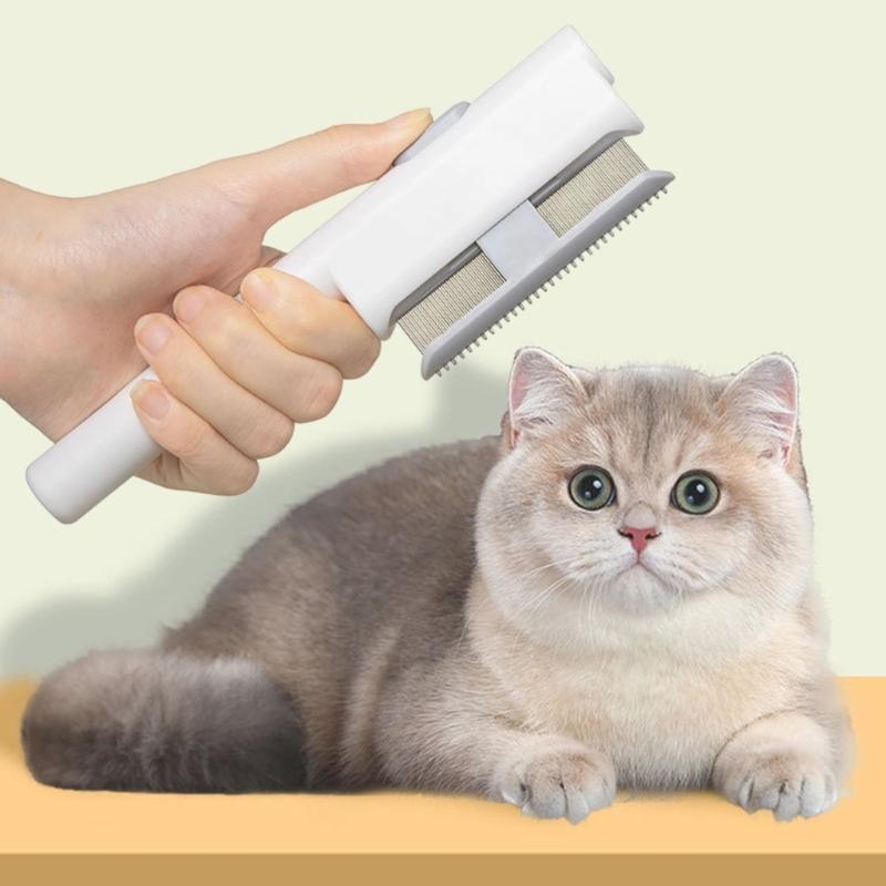 Cats Grooming Brush With Release Button Pet Hair Removal Comb For Short Long Hair Cats Massaging Shedding Cleaning Tool