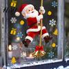 Removable Glass Stickers Christmas Window Cling, Santa Climbing Rope Sticker, Static Cling Indoor Outdoor Decor PVC Tree Decal for Doors Windows