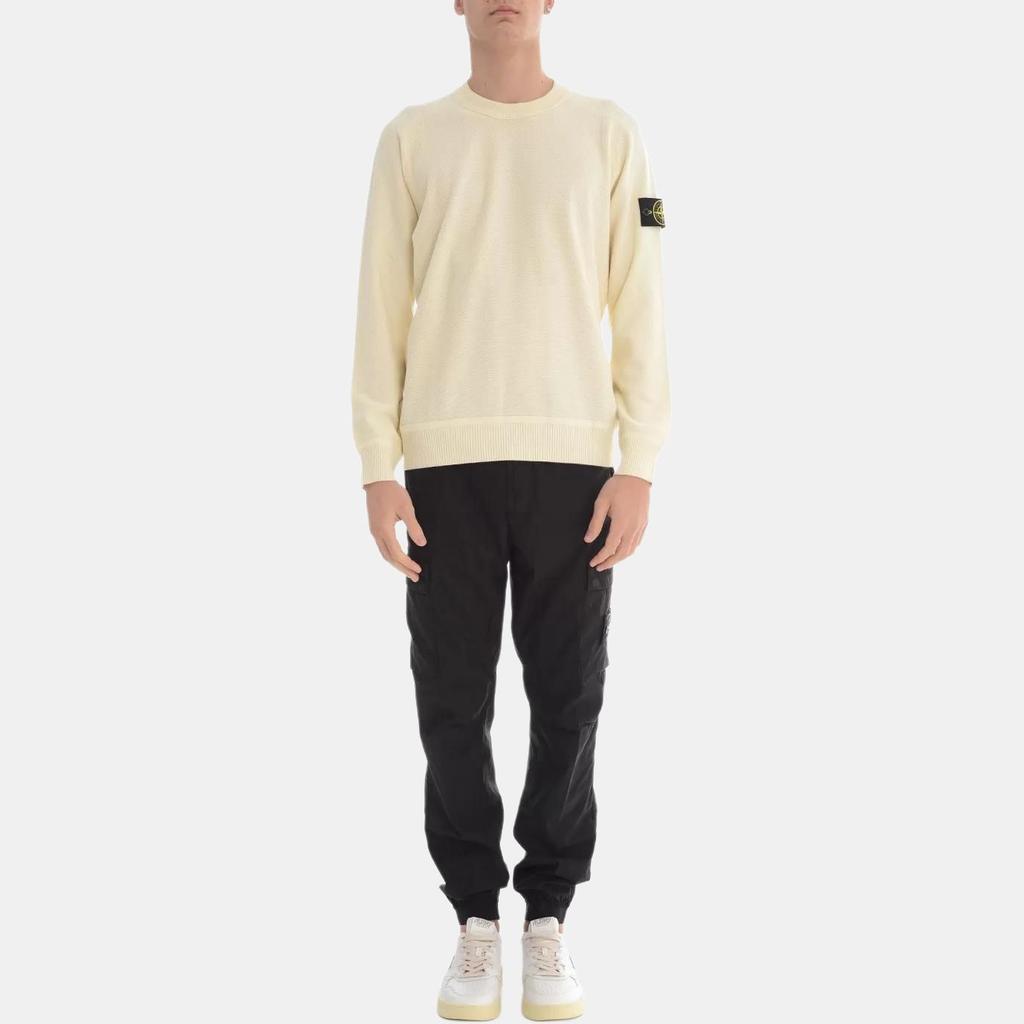 Stone Island Logo Round Neck Long Sleeve Knit Sweater Men sweater Beige K1S1551000-36S00B5-V0093