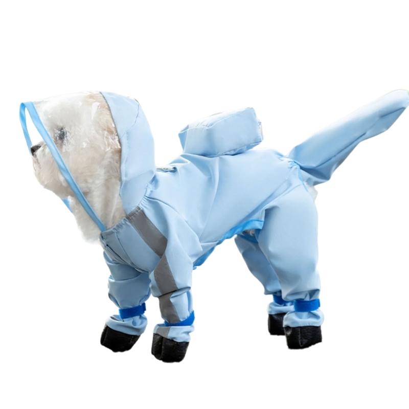 

Dog Waterproof Raincoats Ponchos Coat 6 Size to Choose Adjustable Pet Rain Coat Rainwear Walks and Outings M синий