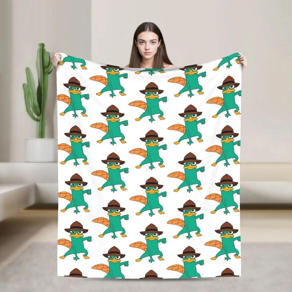Perry das Schnabeltier Lustige Meme Decke Weiche Warme Bettwäsche Überwurf für Kinder Jungen Mädchen Winter Heimdekoration Tagesdecke