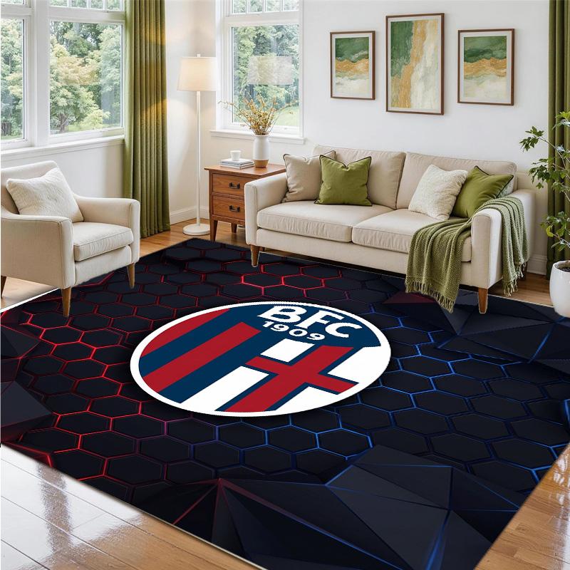 Bologna FC Design Crystal Velvet Rug Soft Decorative Mat for Bedroom Entrance
