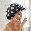 Bath Essential Waterproof Double-layer Bath Cap Elastic Polka Dots Printed Bonnet Comfortable Reusable Shampoo Hat Bathroom