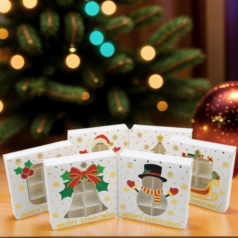 12Pcs Christmas Chocolate Box Gold Foil Chocolate Gift Box with 12 Slot Christmas Treat Boxes for Cookie Candy Chocolate