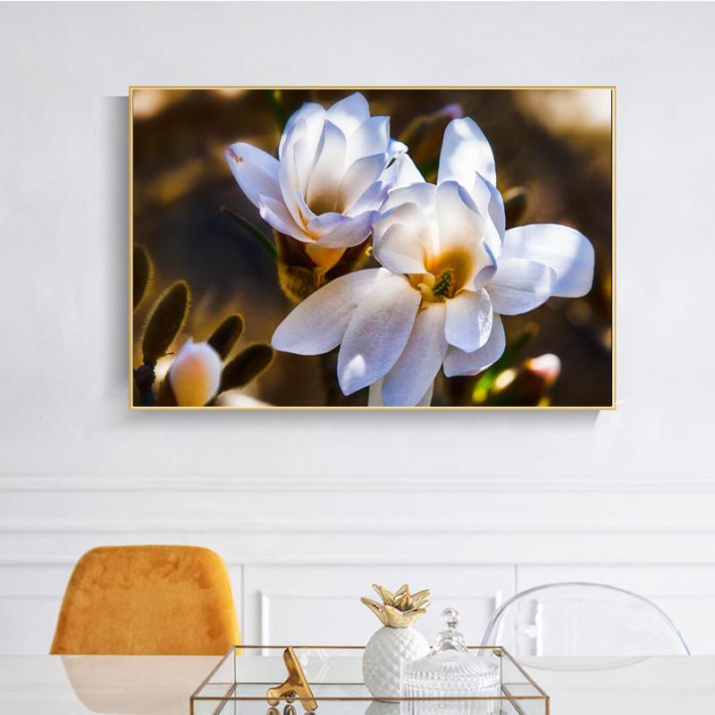 

Современные постеры с цветами и принты, настенная живопись на холсте, магнолия, декоративные картины для декора гостиной, без рамки 20x30cm