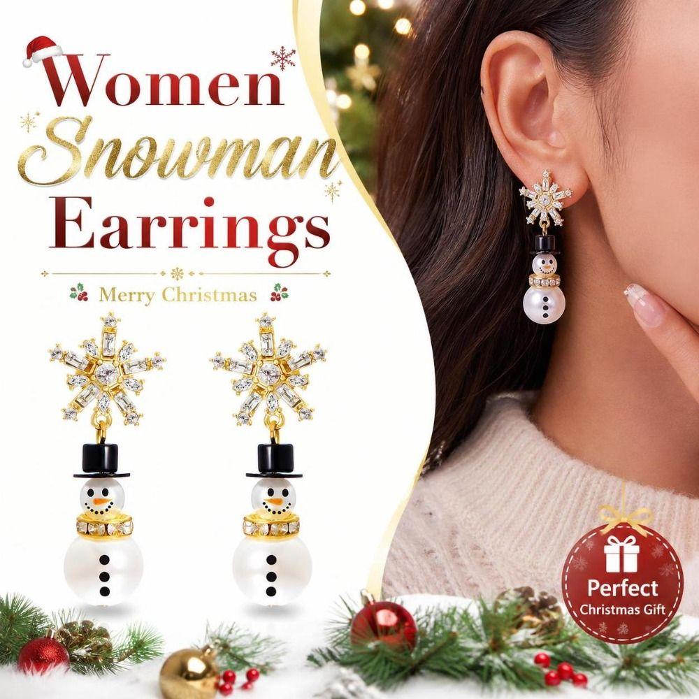 Snowflake Snowman Dangle Earrings Alloy Christmas Earrings Gifts Women Snowman Earrings Women