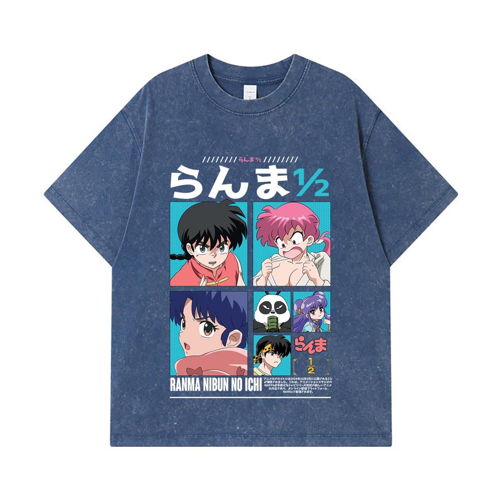 275 GSM Washed T-shirts 100% Cotton Ranma 12 V1 Print Unisex Heavy Cotton T Shirt